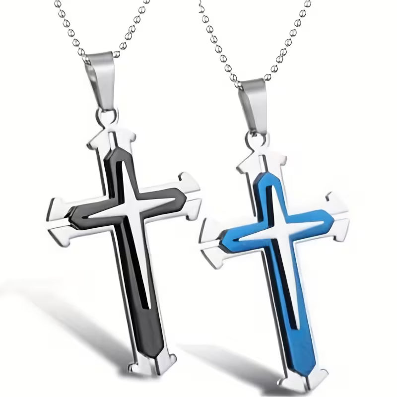 Tri-Layered Cross Necklace