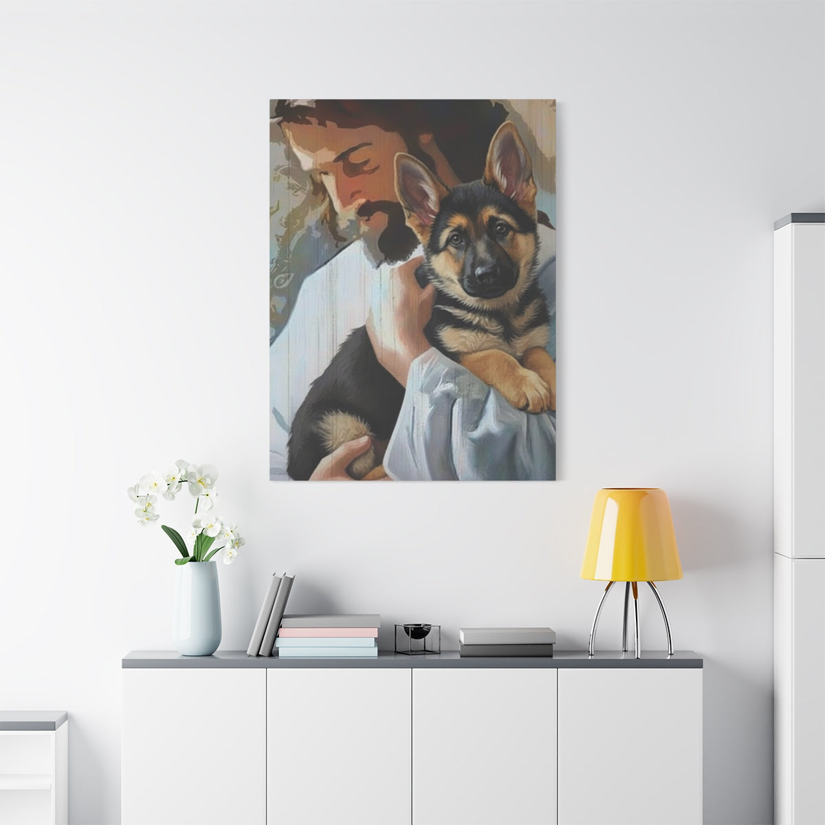 Jesus with Dog Canvas Print