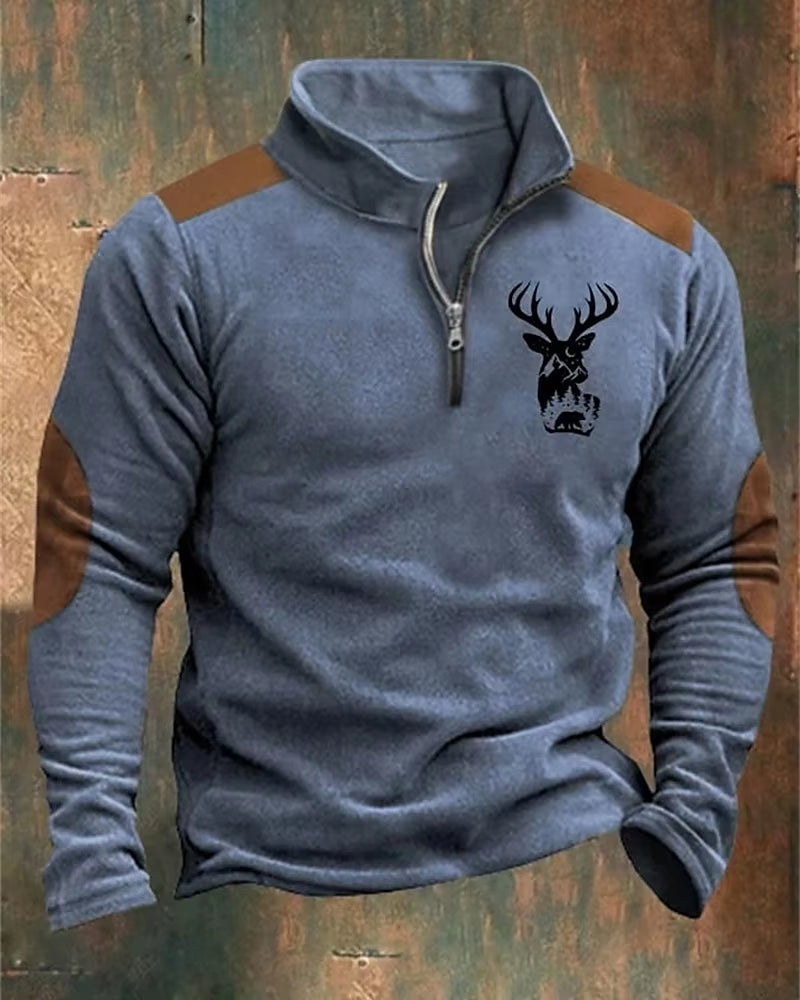 Men'S Zip Sweatshirt Reindeer Printed Christmas Daily Holiday Streetwear Casual Fall Winter Clothing Apparel Hoodies Sweatshirts