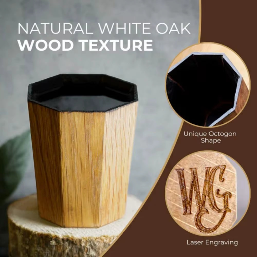 New High Quality Handmade Charred Whiskey Cup Wooden Barrel Shape Charred Drinking Vessel Unique Old Fashioned Whiskey Grail Cup