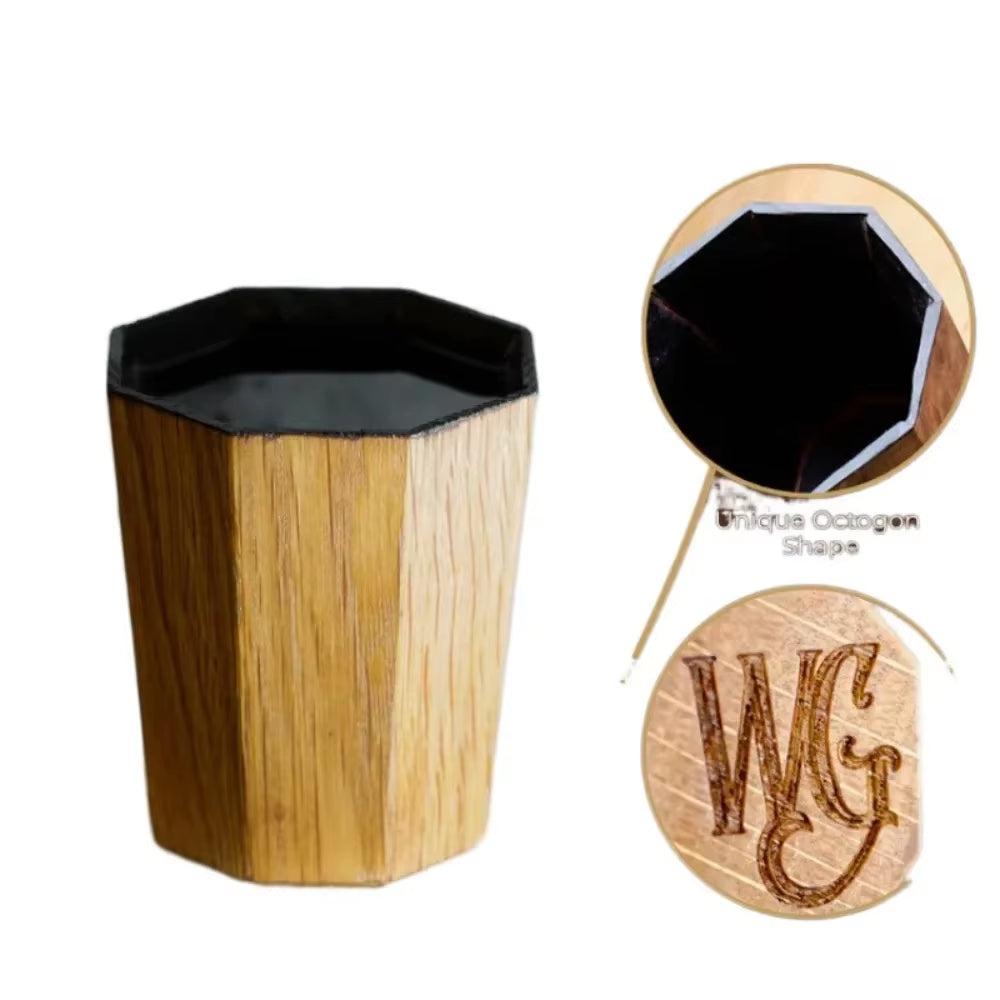 New High Quality Handmade Charred Whiskey Cup Wooden Barrel Shape Charred Drinking Vessel Unique Old Fashioned Whiskey Grail Cup