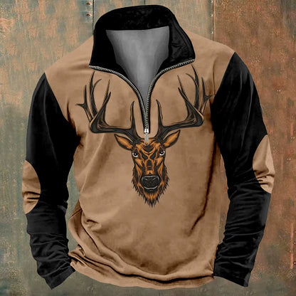 Men'S Zip Sweatshirt Reindeer Printed Christmas Daily Holiday Streetwear Casual Fall Winter Clothing Apparel Hoodies Sweatshirts
