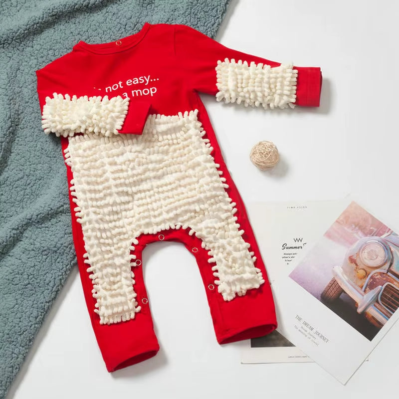 Baby Rompers Newborn Baby Jumpsuit Mop Cleaning Clothing Boys Girls Infant Crawling Spring Autumn Long Sleeve Baby Clothes