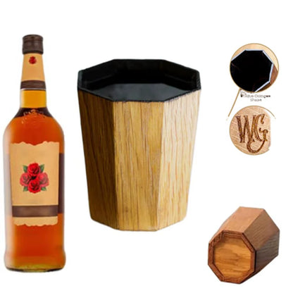 New High Quality Handmade Charred Whiskey Cup Wooden Barrel Shape Charred Drinking Vessel Unique Old Fashioned Whiskey Grail Cup