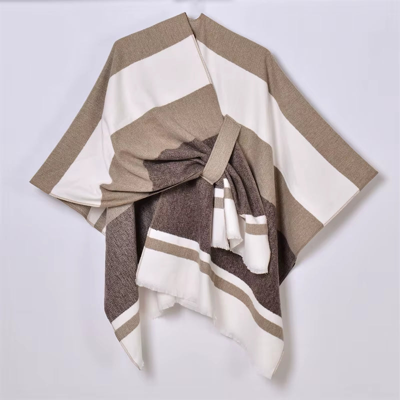 Women'S Elegant Shawl Wraps Soft Open Front Poncho Cape for Autumn Winter Solid Color Tassel Scarf Shawls Cloak Bufanda Pashmina