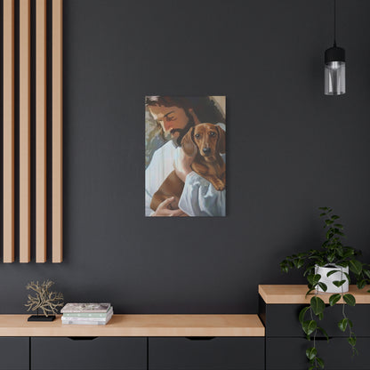 Jesus with Dog Canvas Print