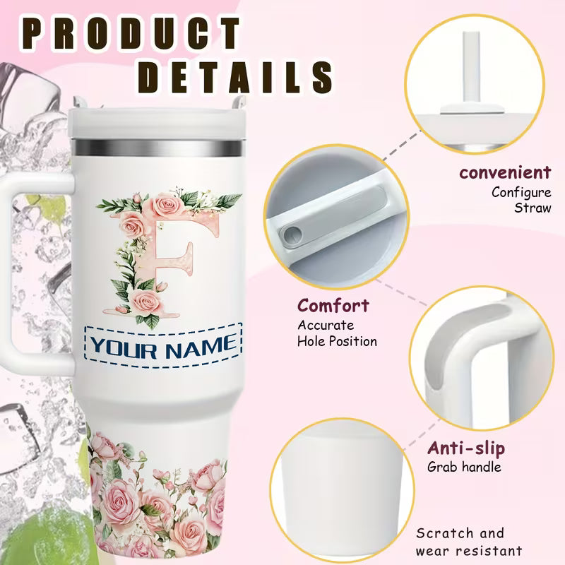 40oz Double-layer Personalized Tumbler with Straw