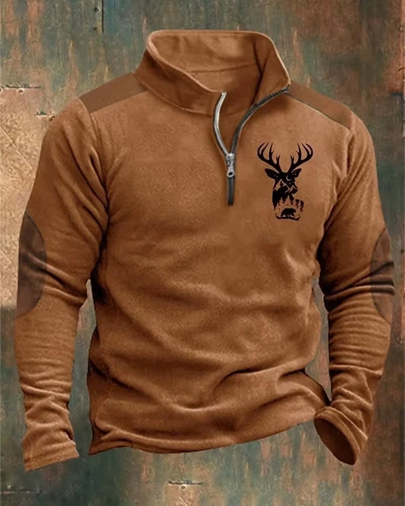 Men'S Zip Sweatshirt Reindeer Printed Christmas Daily Holiday Streetwear Casual Fall Winter Clothing Apparel Hoodies Sweatshirts