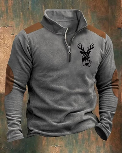 Men'S Zip Sweatshirt Reindeer Printed Christmas Daily Holiday Streetwear Casual Fall Winter Clothing Apparel Hoodies Sweatshirts