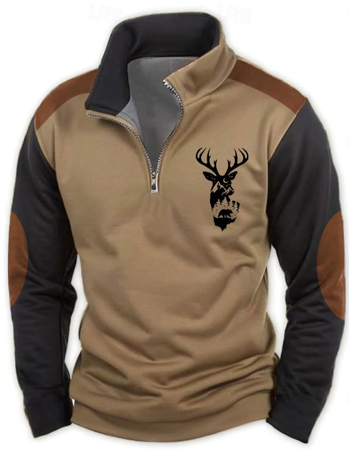 Men'S Zip Sweatshirt Reindeer Printed Christmas Daily Holiday Streetwear Casual Fall Winter Clothing Apparel Hoodies Sweatshirts