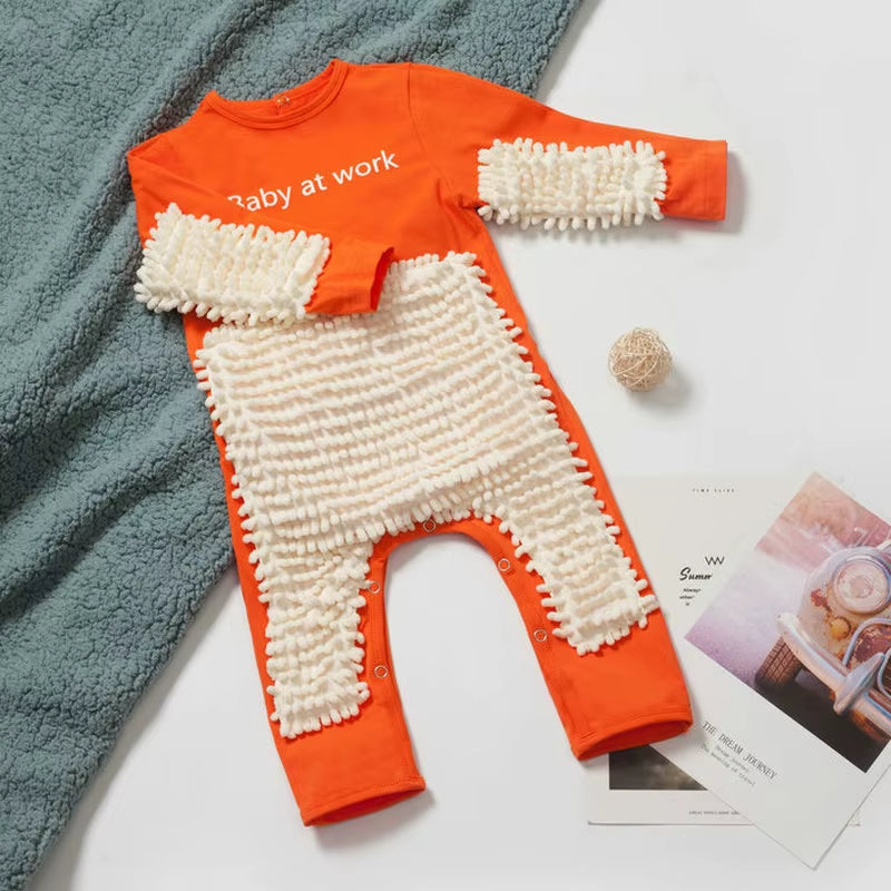 Baby Rompers Newborn Baby Jumpsuit Mop Cleaning Clothing Boys Girls Infant Crawling Spring Autumn Long Sleeve Baby Clothes