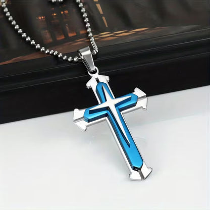 Tri-Layered Cross Necklace