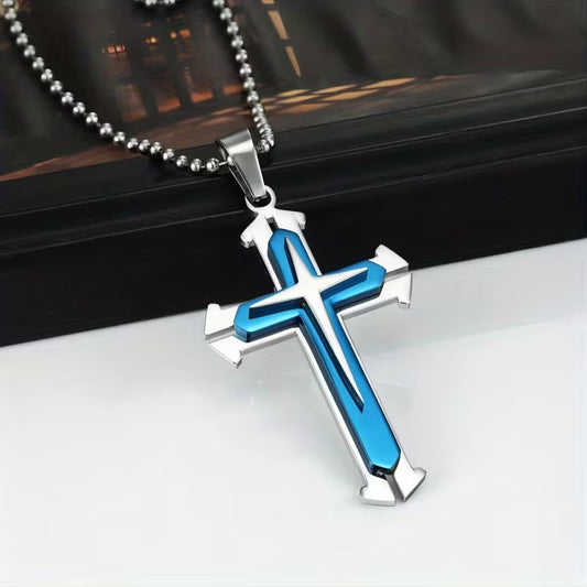 Tri-Layered Cross Necklace