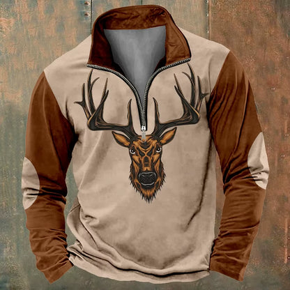 Men'S Zip Sweatshirt Reindeer Printed Christmas Daily Holiday Streetwear Casual Fall Winter Clothing Apparel Hoodies Sweatshirts