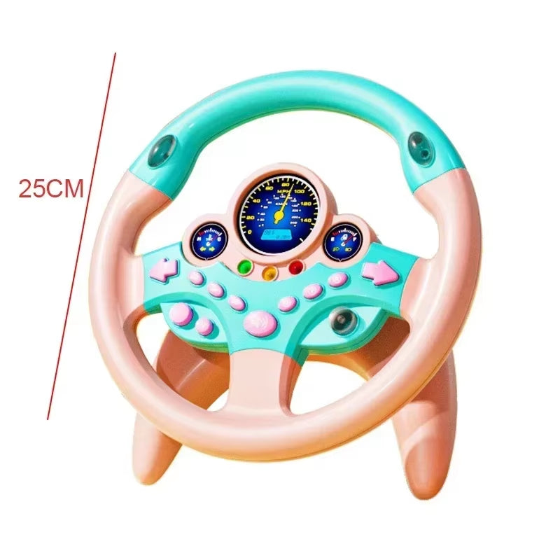 Kids Steering Wheel for Backseat Simulated Driving Steering Wheel Toy with Light Music Preschool Toys Pretend Driving Toy Gifts