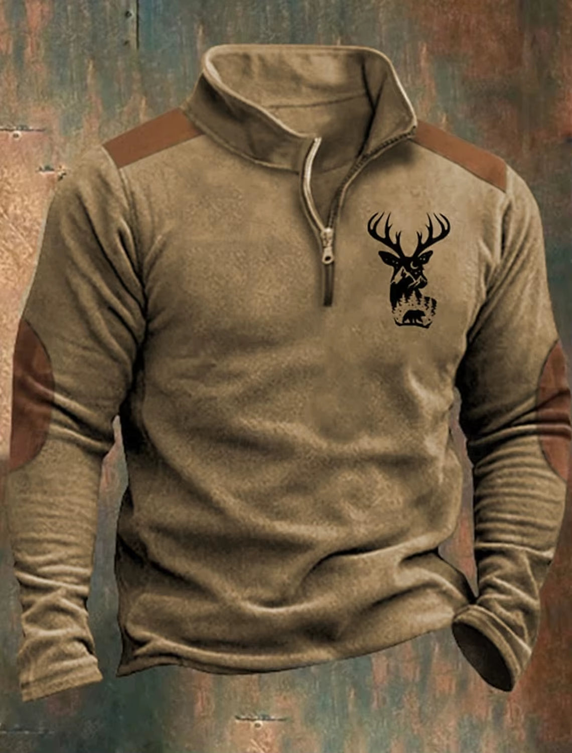 Men'S Zip Sweatshirt Reindeer Printed Christmas Daily Holiday Streetwear Casual Fall Winter Clothing Apparel Hoodies Sweatshirts