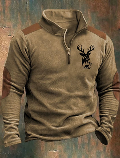 Men'S Zip Sweatshirt Reindeer Printed Christmas Daily Holiday Streetwear Casual Fall Winter Clothing Apparel Hoodies Sweatshirts