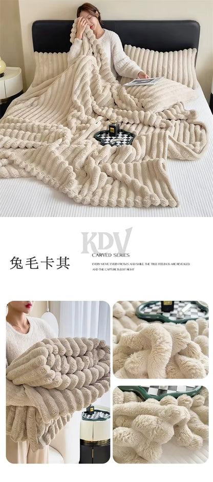 Luxury Faux Rabbit Fur Throw Blanket