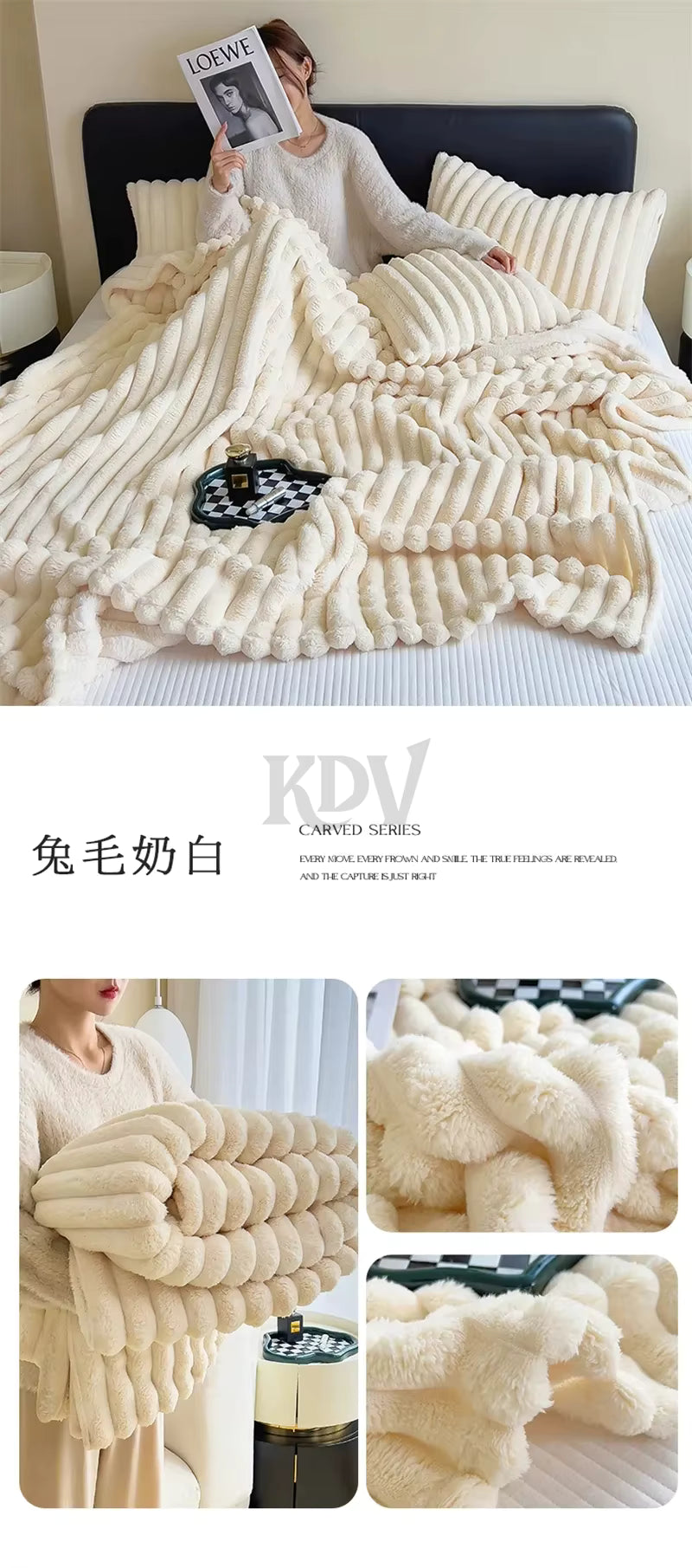 Luxury Faux Rabbit Fur Throw Blanket