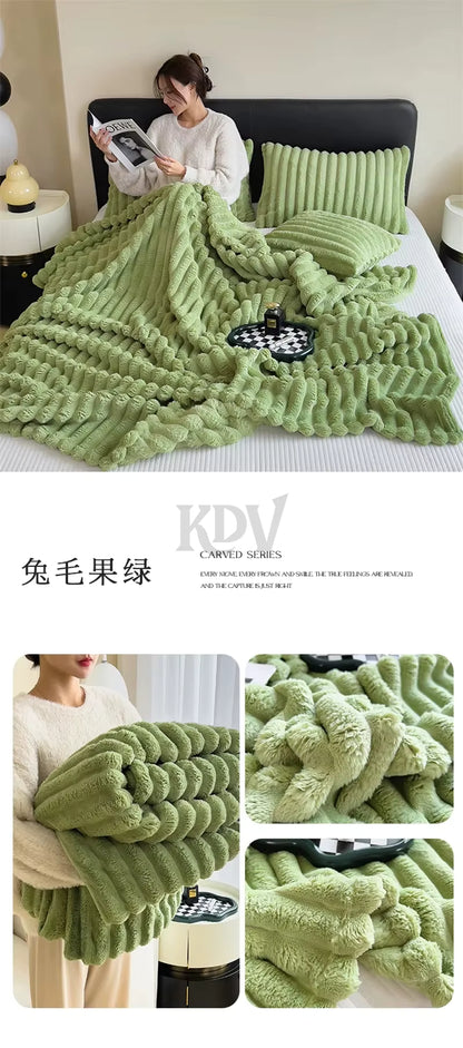 Luxury Faux Rabbit Fur Throw Blanket