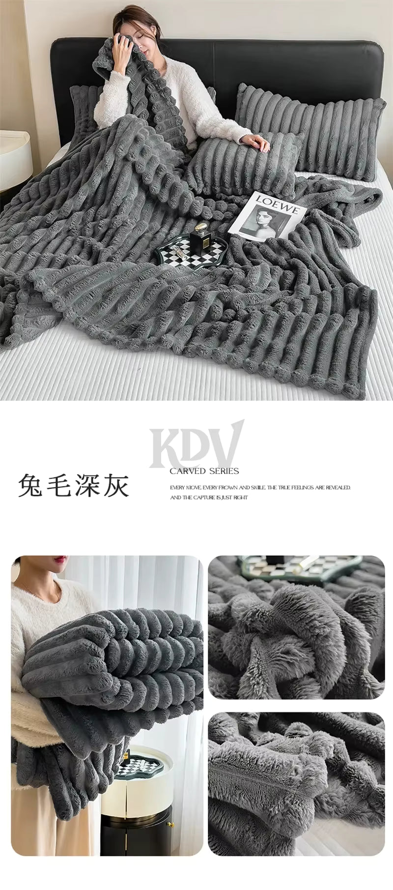 Luxury Faux Rabbit Fur Throw Blanket