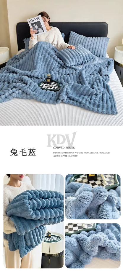 Luxury Faux Rabbit Fur Throw Blanket