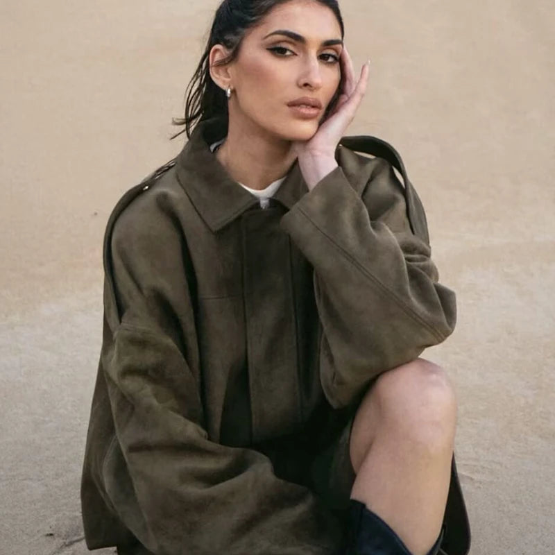 TFMLN Autumn Women Fashion Bomber Jackets Casual Soft Lantern Long Sleeve Oversized Coat Female Short Zipper Outwear ﻿