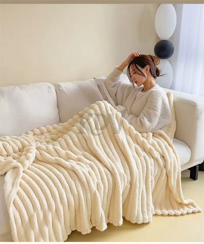 Luxury Faux Rabbit Fur Throw Blanket