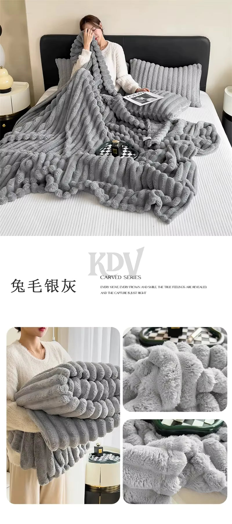 Luxury Faux Rabbit Fur Throw Blanket