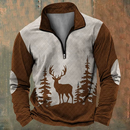 Men'S Zip Sweatshirt Reindeer Printed Christmas Daily Holiday Streetwear Casual Fall Winter Clothing Apparel Hoodies Sweatshirts