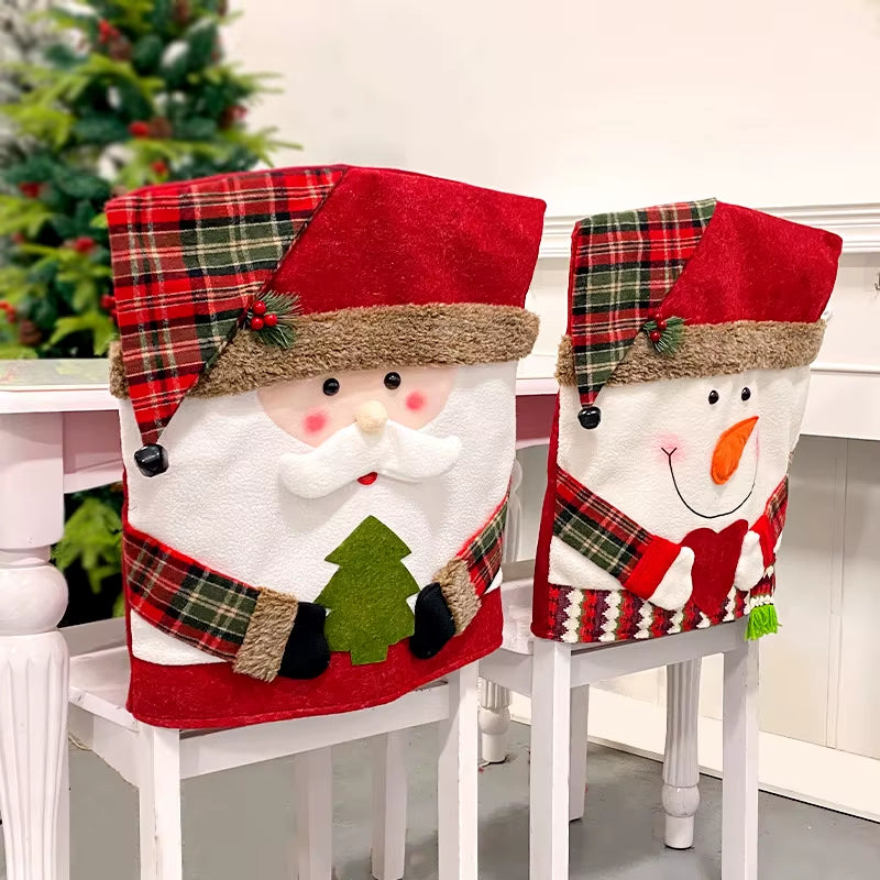 1/2/4/6/8Pcs Christmas Dining Chair Back Cover Xmas Gifts Kitchen Chair Slipcover Christmas Chair Decoration Cover Home Party