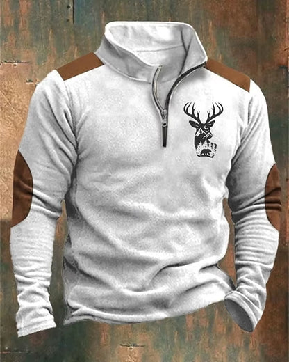 Men'S Zip Sweatshirt Reindeer Printed Christmas Daily Holiday Streetwear Casual Fall Winter Clothing Apparel Hoodies Sweatshirts