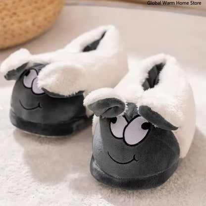 Crocodile Cotton Slippers with Moving Mouth Funny New Style Non-Slip Home Cotton Shoes Gifts Plush Toy Kids Slippers Winter Lady
