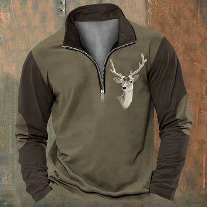 Men'S Zip Sweatshirt Reindeer Printed Christmas Daily Holiday Streetwear Casual Fall Winter Clothing Apparel Hoodies Sweatshirts