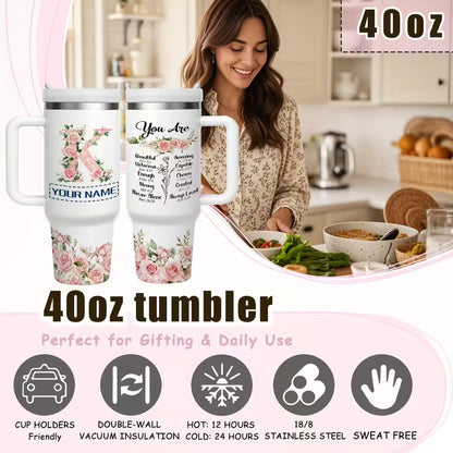 40oz Double-layer Personalized Tumbler with Straw