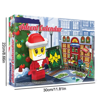 Christmas Advent Calendar Ornaments Magnetic Santa Claus Train Construction Set 24 Days of Surprise Gifts Christmas Decorations.