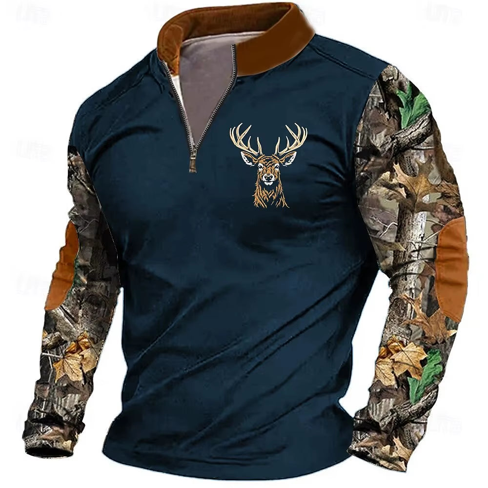 Men'S Zip Sweatshirt Reindeer Printed Christmas Daily Holiday Streetwear Casual Fall Winter Clothing Apparel Hoodies Sweatshirts