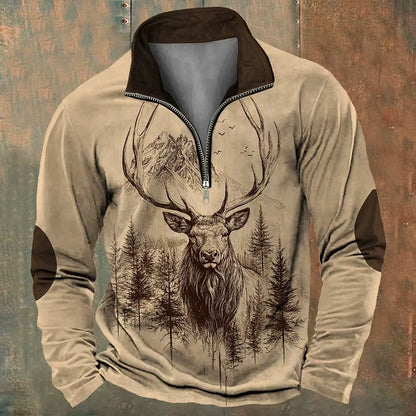 Men'S Zip Sweatshirt Reindeer Printed Christmas Daily Holiday Streetwear Casual Fall Winter Clothing Apparel Hoodies Sweatshirts