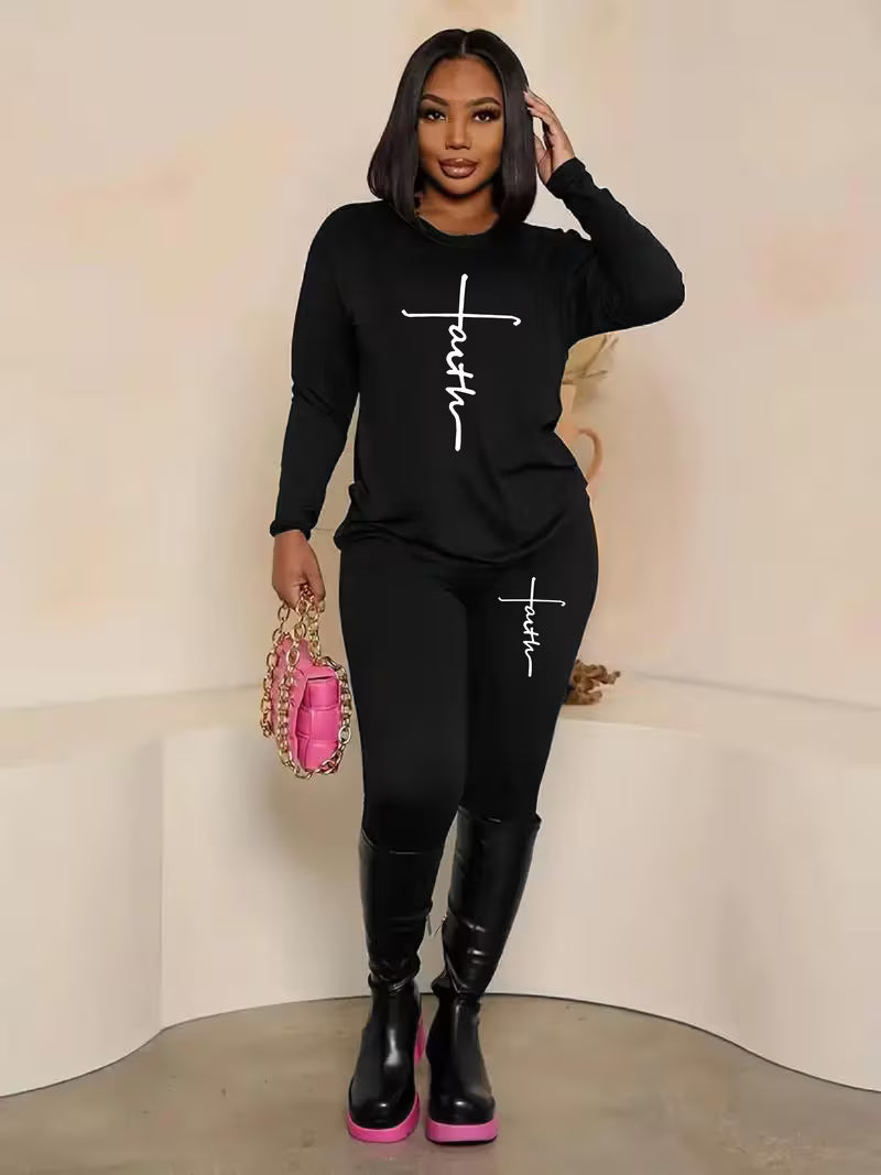 Women's "Faith" Long Sleeve Top & Sweatpants